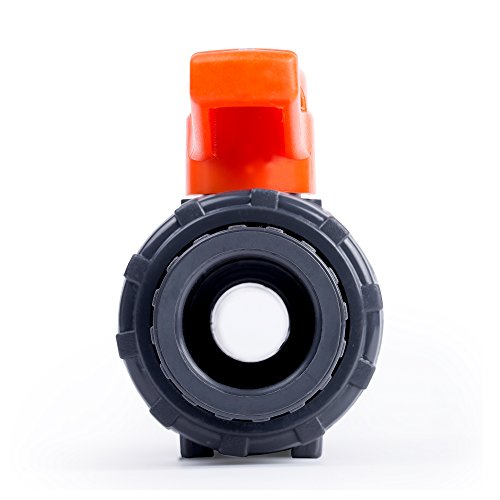 HYDROSEAL Kaplan 1/2" PVC True Union Ball Valve with Full Port, ASTM F1970, EPDM O-Rings and Reversible PTFE Seats, Rated at 200 PSI @73F, Gray, 1/2 inch Socket (1/2") - size: 1/2 Inch