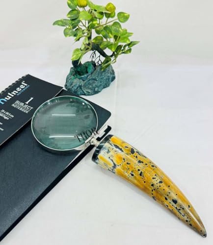 Handcrafted Magnifying Glass with Buffalo Horn Handle Gold Plated Reading Zoom Accessories Birthday for Mom, Dad & Son
