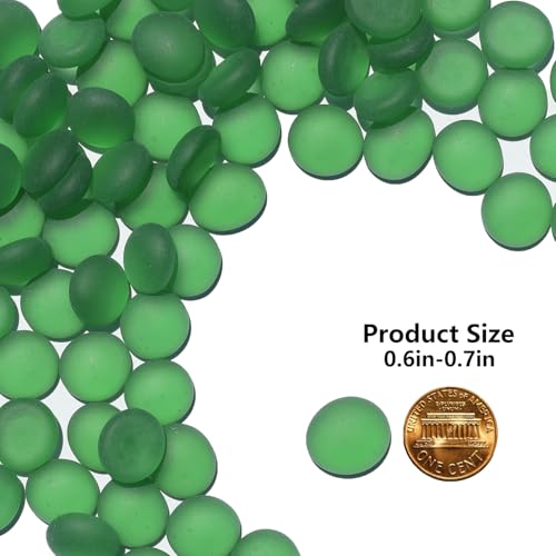 QYGL Sea Glass Gems - 0.9 Lb Green Frosted Flat Glass Marbles, Flat Gems Decorative Stones for Vase Fillers, Aquarium Rocks, Floral Supplies, Table Scatter, Craft Mosaics, and DIY Ornaments - color: Green