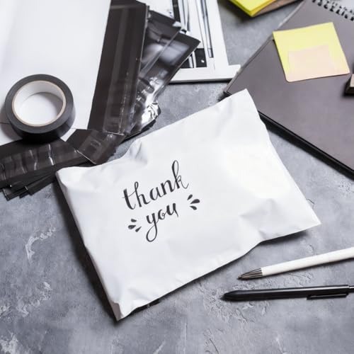 ZAVOOS 200 Pieces Poly Mailers, Strong Adhesive Plastic Shipping Bags for Small Business, Waterproof Tear-Resistant White Mailing Envelopes for Packaging Clothing, Books, 4 Assorted Sizes