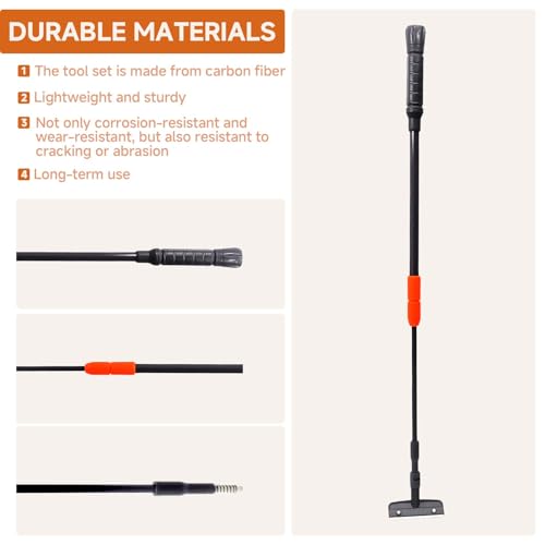 6 in 1 Aquarium Cleaning Tool Kit, Telescopic Handle Design, for 20-160 Gallon Freshwater and Saltwater Aquariums, Includes Algae Scraper, Sponge Pad, Pipe Brush, Gravel Rake, Fish Net