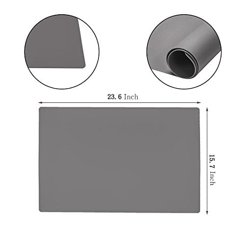 23.6'' by 15.7''Flexible Silicone Placemat Non Slip Waterproof Heat Resistant Dinner Table Grey 1 pcs - color: Grey-1 Pcs