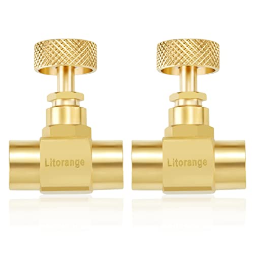 Litorange 2 Pack Heavy Duty Brass Replacement Control Needle Valve 1/4" Female NPT X 1/4" Female NPT Connection - size: 2PCS 1/4 Female x Female