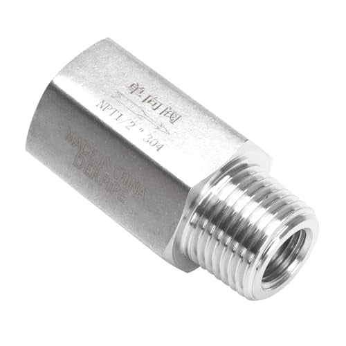 Air Check Valve - 1/2" NPT Female x Male High Temperature Stainless Steel Hex One Way Valve For Air - size: 1/2" NPT, style: Female x Male