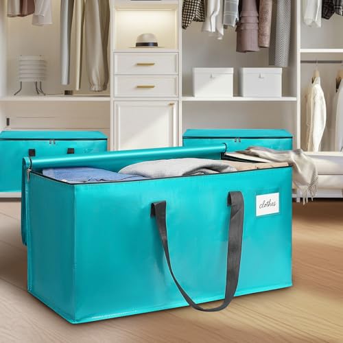 Moving Bags Heavy Duty Sky Blue – Large Packing Bags for Moving, Extra Large Storage Totes with Zippers and Handles - color: Sky Blue