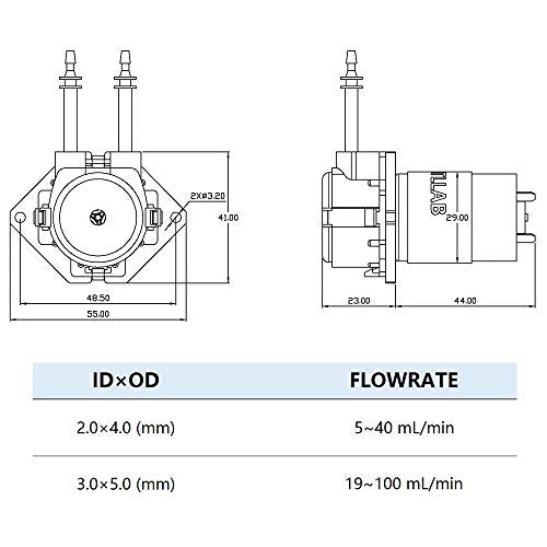INTLLAB 4pcs/Pack 12V DC DIY Peristaltic Liquid Pump Dosing Pump for Aquarium Lab Analytical, Flow Rate 5~100 mL/min