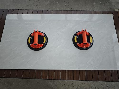 Glass Suction Cups to Lift Large Glass/Granite/Tile/Window 8.2 Inches, 468 Pounds Load Capacity, Vacuum Suction Cup Industrial Grade Heavy Duty Lifter for Moving Object, Orange, Carrying Case, 2 Pack