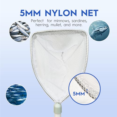 BasicGear Compact Baitwell Net for Live Bait – Soft Nylon Mesh, Aluminum Frame, EVA Non-Slip Grip & Anti-Drop Rope - size: Medium