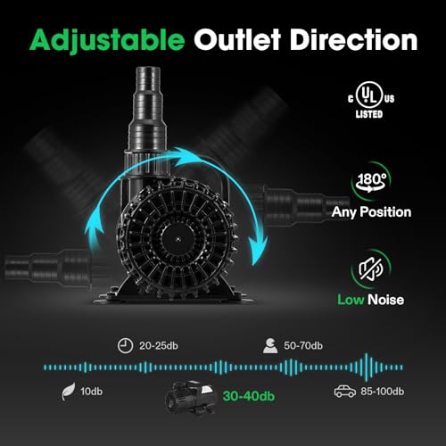 VIVOSUN 2700 GPH Submersible Water Pump with Barrier Bag, 120W Pond Pump, Ultra Quiet Aquarium Pump with 15FT. Lift Height for Pond, Waterfall, Fish Tank, Statuary, Hydroponic - size: 120W with Barrier Bag