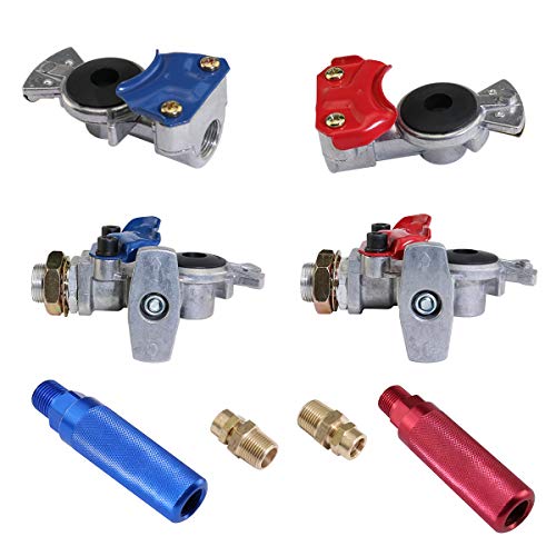 Aluminum Emergency Gladhand Valve Universal Glad Hands and Air Hose Brake Coupling Service Handshake Anodized Aluminum Glad Handle for Truck Semi Trailer RVs