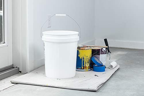 United Solutions 5 Gallon Bucket - 3 Pack, White, Heavy Duty BPA-Free Plastic Bucket, Comfortable Handle, Easy to Clean, Perfect for on The Job, Home Improvement, or Household Cleaning - color: White