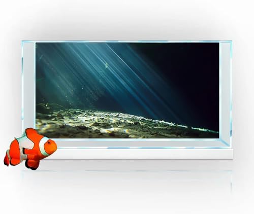 72X16 Inches Fish Tank Aquarium Background, 3D Black Sunshine Underwater World Background Decor, Undersea Theme Durable Polyester Background with 8 EVA Double-Sided Tapes - size: 72X16in/180X40cm