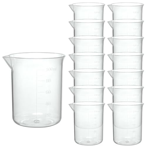 Plastic Measuring Cups, 100ml, Set of 15, for Liquid Measurement and Scientific Experiments - style: 100ML