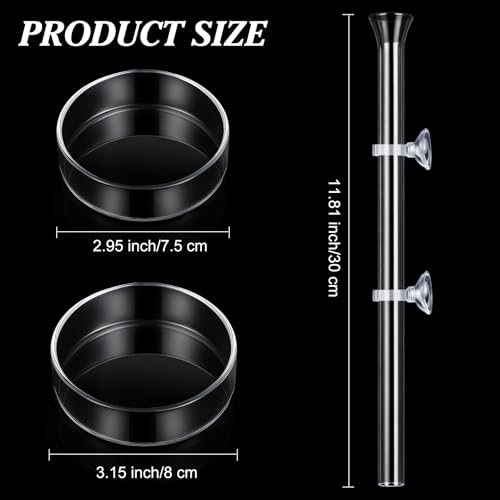 CHENGU 3 Pieces Shrimp Feeding Tube and Dish Set, 12 Inch Glass Shrimp Feeder Tube and 2 Aquarium Dish Bowl Fish Tank Feeding Supplies for Fish Tank Aquarium - size: 12" + 2 Tray