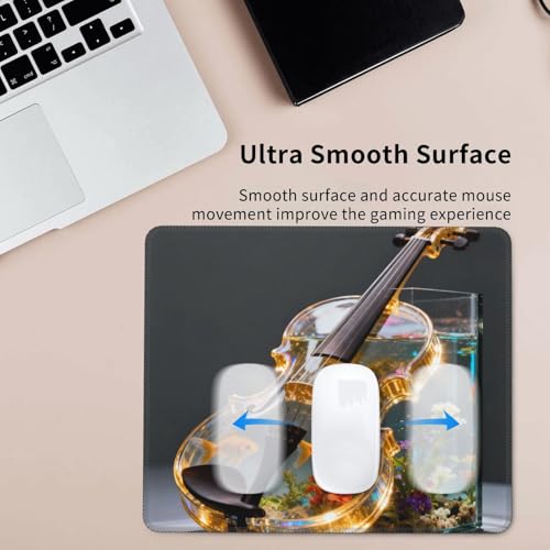 Violin Fish Tank Computer Mouse Pad Non-Slip Rubber Base Square Mouse Mat for Home Computer Mousepad 8.3 X 10.3 in - color: Violin Fish Tank, size: 10.3L x 8.3W inches