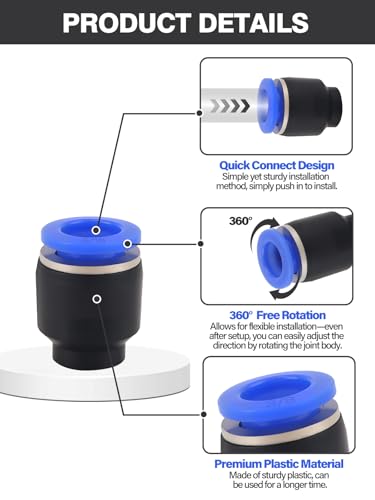 36PCS Push-to-Connect Air Line Fitting Plug, Kalolary Quick Connect End Plugs Brake Line Plug Air Hose Fittings Quick Cap Plugs Fitting for 1/8" 5/32" 1/4" 5/16" 3/8" 1/2" OD Tube