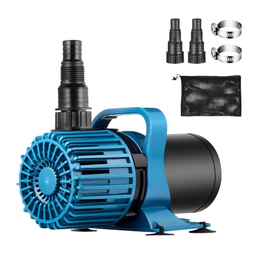 TONGCHANT Pond Pump for Fish Pond Fountain & Waterfall, 1600 GPH 14FT Lift | 100W submersible water pump, ultra quiet motor, 180° rotatable outlet, filter bag, 20FT cord, UL listed, blue - size: 1600GPH-100W-Blue