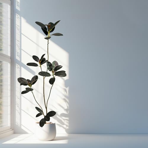Artificial Rubber Tree,6ft Tall Fake Plants Artificial Rubber Plants for Indoor, Fake Trees for Office Home Living Room Floor Patio Greening Porch Decor。