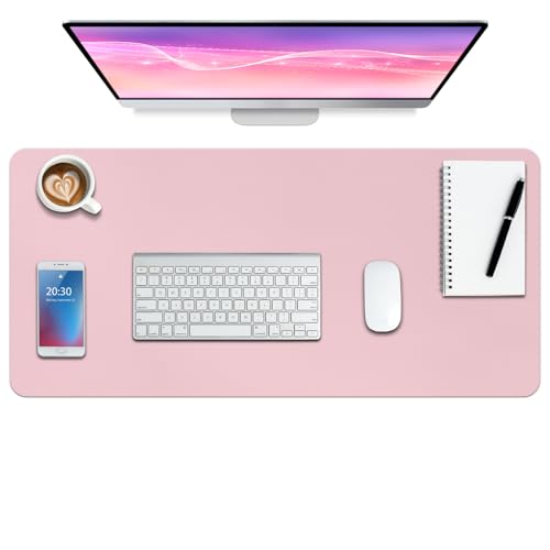 Boutilon Leather Desk Pad Protector,Non-Slip Mouse Pad,Laptop Desk Pad,Office Mouse Mat,Waterproof Leather Desk Blotter,Desk Writing Pad for Office and Home (S-Light Pink,24"x 14") - color: Light Pink, size: S 24" x 14"
