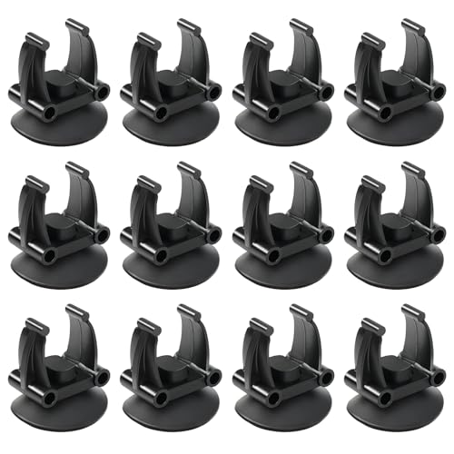 AQUANEAT 12 Pack Aquarium Suction Cups with Clip Black,for 0.75" Aquarium Heater and Large Submersible Light, Tubing Hose, Plant Fish Tank - size: 0.7inch