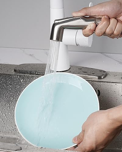 Universal Fit Kitchen Faucet Sprayer Attachment/Hose/Holder Set Compatible with Moen/Delta Faucet Sprayer Replacement, Kitchen Sink Side Sprayer Head, Brushed Nickel - color: Brushed Nickel
