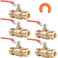 (Pack of 5) AB 3/4 Inch Push to Connect Ball Valve, 3/4 Inch Water Shut Off Valve with Disconnect Clip, Full Port Push Fit Ball Valve for Copper, CPVC,PE-RT and PEX Pipe, UPC Certified - size: 3/4'' 5Pcs