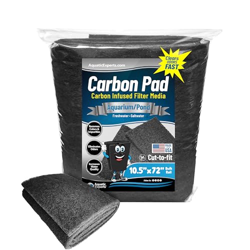 Aquarium Carbon Pad – Cut‑to‑Fit Carbon Infused Filter Pad Media for Crystal Clear Fish Tanks and Ponds, 3/8"–1/2" Thick (10.5 Inch Width, 72 Inch Long) - size: 72 Inch Long