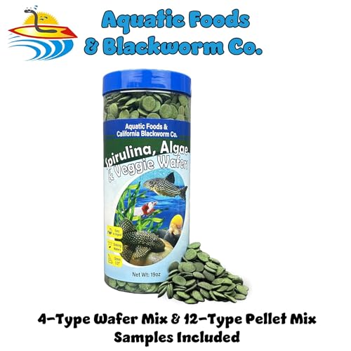 12mm - 1/2" Small Sinking Wafers of Spirulina, Algae & Veggies for Plecos, Catfish, Shrimp, Snails, Crabs, Crayfish, 12-Type Pellet Mix & 4-Type Wafer Mix Included...19.0oz Canister - size: 1.19 Pound (Pack of 1)