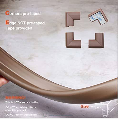 Roving Cove HeftyFit Edge Corner Protector Baby Proofing (Large 15ft Edge 4 Corners), Heavy-Duty, Soft NBR Rubber Foam, Furniture Fireplace Safety Bumper Guard, 3M Adhesive, Coffee Brown - color: Coffee Brown, size: Large 15 feet