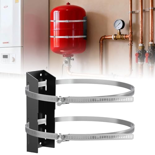 Expansion Tank Mounting Bracket with 2 Earthquake Straps - for 1 to 5 Gallon Thermal Expansion Tanks,Hot Water Heater Accessory to 13" Diameter Tanks & 5lb Propane Tanks (1 Set) - color: Black-1 Set