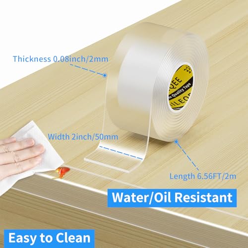 Clear Edge Protector Strip, 2in x 6.56FT, Sharp Edge Wrap Cover Tape, Self Adhesive Protective Corner Bumper Guards for Cabinet Door Desk Glass Table Bed Furniture, Kitchen Countertop - size: 1 Pack x 2in x 6.56FT