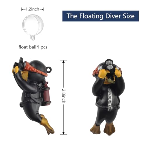 onesimcr Floating Fish Tank Decorations, Aquarium Decorations, Lovely Diver Fish Tank Decorations, Floating Device Fish Tank Accessories，Suitable for All Kinds of Fish Tanks(Black)… - color: Black