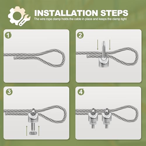 4pcs M5 Wire Rope Clamp, 3/16 inch Cable Clamps Stainless Steel Wire Rope Clips - size: M5