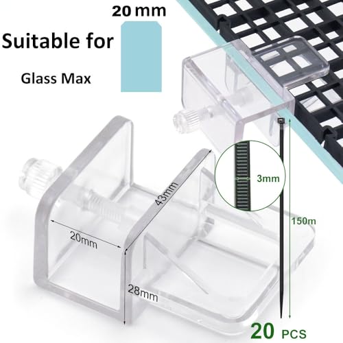LINLAN Fish Tank Anti-Jump Set, Aquarium Lid, 8 Pieces Plastic Grid with 6 Brackets and 20 Cable Ties, Cover for Rimless Aquarium - color: Black, size: S