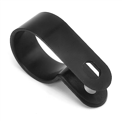 Cable Clamp R-Type Cable Clip Wire Clamp 3/4" Nylon Screw Mounting Cord Fastener Clips with Screws for Wire Management - Black - 50 Pcs - size: 3/4" Black