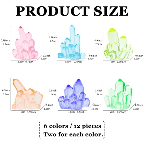 MIUPOO Glow Crystal,Betta Stones,Glow in The Dark Crystal,Bonsai Decor,Chips Stone Small Decorative,Fish Tank Decor,6 Colors,12 Pieces. - color: 6 Color