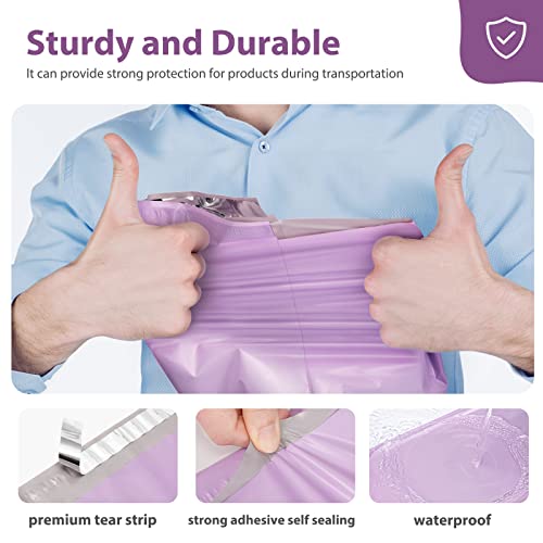 Fuxury Poly Mailers 10x13 Inch 50 Pcs, Waterproof Shipping Bags for Clothing, Strong Adhesive Shipping Envelopes for Small Business Suppliers, Self Seal Mailers Poly Bags Mailing Envelopes Purple - color: Light Purple, size: 10x13" 50pcs