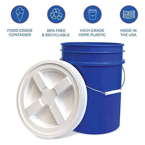 ePackageSupply 5 Gallon Bucket - Food Grade Bucket with Airtight Gamma Seal Screw-On Lid, BPA-Free, Heavy-Duty 90 Mil HDPE Plastic, Bulk Storage, Durable Container, Made in USA, Blue/White, 6 Packs - color: Blue/White, size: 6 Packs