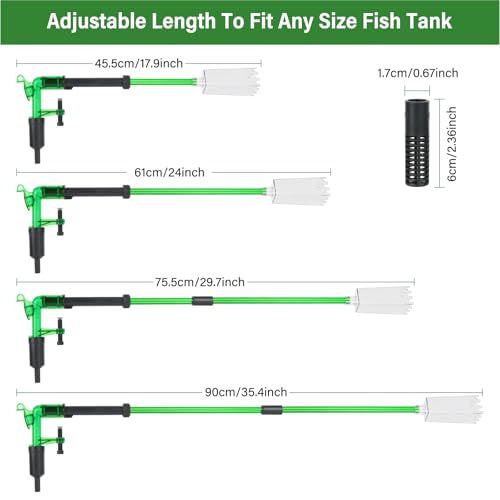 AQQA Aquarium Siphon Gravel Vacuum Fish Tank Cleaner kit,Stress Ball Python Water Changer,Extendable Length and Fixed On Fish Tank,Manually Water Changer Wash Sand L - size: M