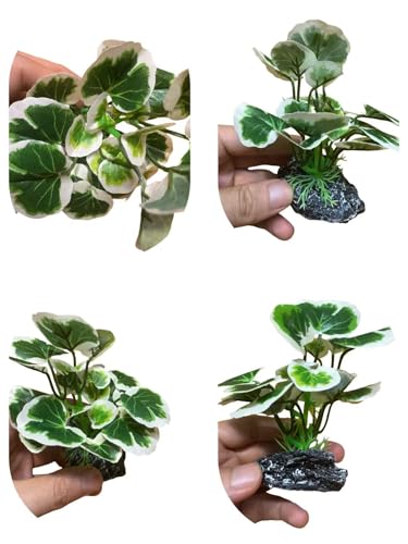 JGbaby Artificial Aquarium Plants,Fish Tank Decorations Betta Leaf Hammock 4in Realistic Silk & Plastic Plants, Hideout Decor for Betta. Goldfish,Reptiles,Small Tanks (Green Type-E) - color: Green Type-e, size: 4 inches