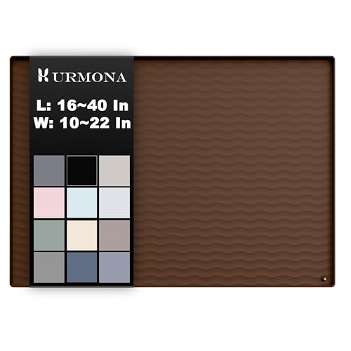 URMONA 19'' x 19'' Waterproof Silicone Under Sink Mat Cabinet and Counter Protector, Shelf Liner for Kitchen and Bathroom, Storage and Organizers, Litter Mat, Pet Cat Puppy Essentials(Brown) - color: Brown, size: 19"L x 19"W