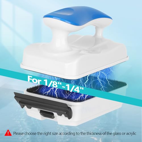 AQQA Aquarium Magnet Glass Cleaner,Dolphin Series-Fish Tank Algae Scraper Brush Cleaner for Glass or Acrylic,2 Detachable Blades Floating Cleaning Tool for 1/8"-1/4" Thickness - size: S 1/8"-1/4" Thickness
