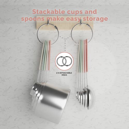 CuttleLab Measuring Cups and Measuring Spoons Set of 14 - Stainless Steel Measuring Cups and Spoons Set, Includes 1/8 Teaspoon Measuring Spoon, 1/8 Cup Measuring Cup, Leveler Dry (14, Country Chic) - color: Country Chic