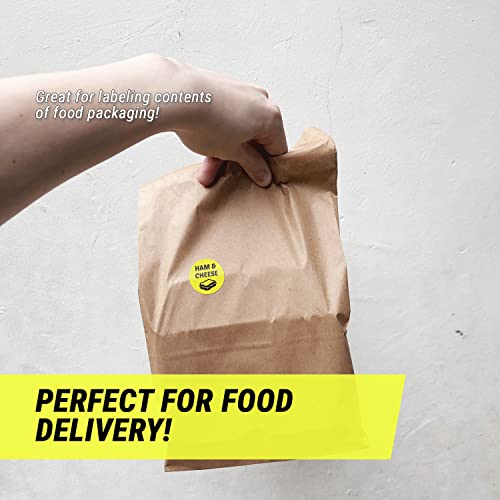 Ham & Cheese Stickers - 1 Inch Round Circle Food Labels in Bright Yellow for Restaurant Deli Food Truck Supermarket Grocery Store Stickers Food Menu Meal Choice Sticker Package Label - 300 Labels/Pack - color: Ham & Cheese, size: 300 Labels