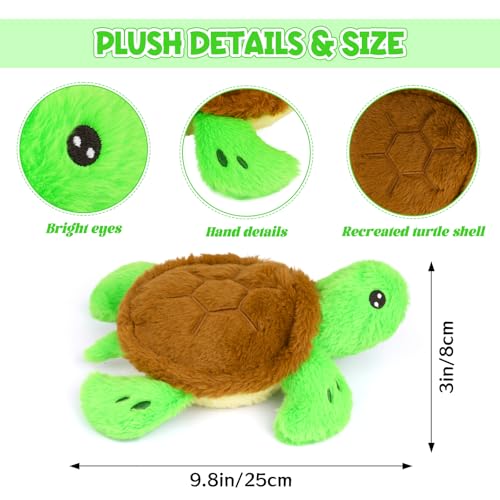 Turtle Stuffed Animal, Small Weighted Plushies Soft Sea Turtle Plush Toy, Cute Plushies Huggable Birthday Gift for Kids Boys Girls,10inch 0.8lbs - color: Green and Brown, size: ['10 inches (25 cm)']