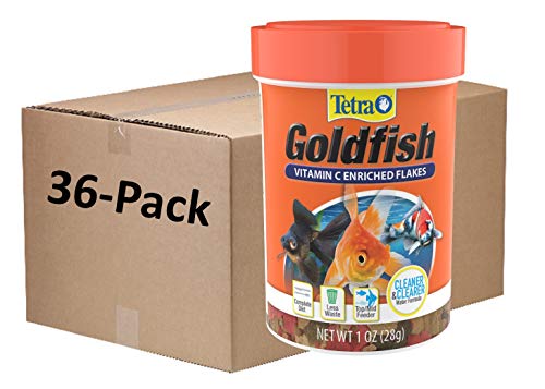 Tetra Goldfish Flakes, Nutritionally Balanced Diet for Aquarium Fish, Vitamin C Enriched Flakes, 1 oz (36 Pack) - size: 1 Ounce (Pack of 36)
