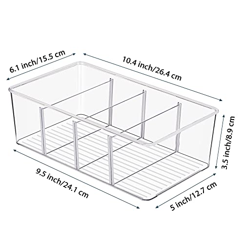 Vtopmart 8 Pack Food Storage Organizer Bins, Clear Plastic Bins for Pantry, Kitchen, Fridge, Cabinet Organization and Storage, 4 Compartment Holder for Packets, Snacks, Pouches, Spice Packets - style: 8pack