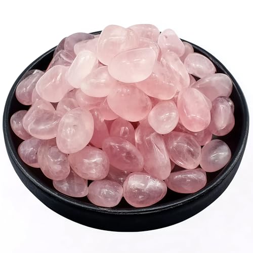 Polished Stone Set Rose Quartz Crystals, Handpicked Tumbled Gemstones Rocks, Pebbles for Reiki, Chakra, Healing, Home Decor 0.6" Inches 7 Ounces - color: Rose Quartz, size: 0.6"