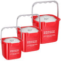 LemonRoad 3 Pcs Cleaning Bucket Small Sanitizing Square Bucket Multi-Size 3+6+8 Quart Detergent Pail for Home Commercial Restaurant Kitchen Office School Wash Rinse Sanitize Handwash(Red) - color: Red