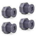 ChillWaves PVC Bulkhead Fitting 1" Double Thread Connector Adapter with Plugs for Water Tank, Aquariums, Rain barrels(4-PACK) - size: 1 Inch, style: Bulkhead Fitting + Plug